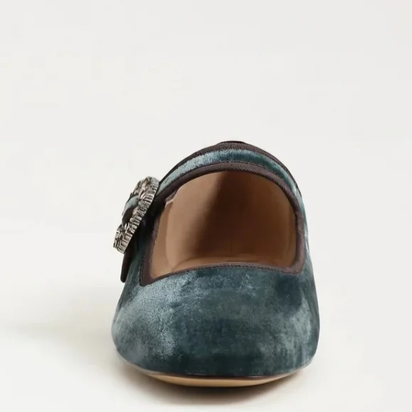 NIB - Sam Edelman Bluestone Velvet Michaela Mary Jane Flat - Size 6 - Picture 6 of 16